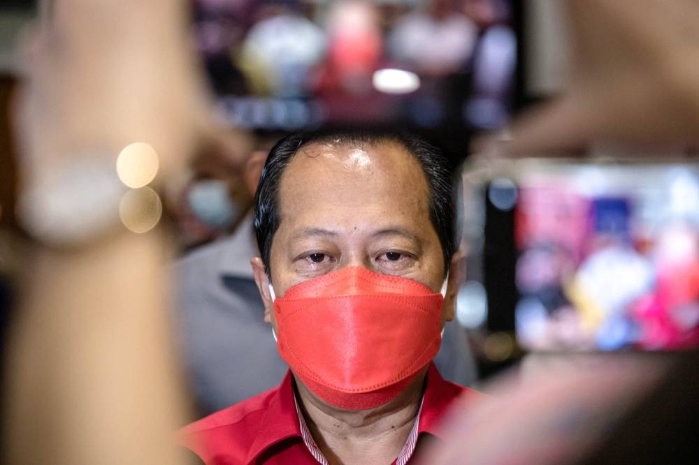 Umno secretary-general Datuk Seri Ahmad Maslan is pictured at Umno’s headquarters in Kuala Lumpur on October 14, 2021. — Picture by Firdaus Latif