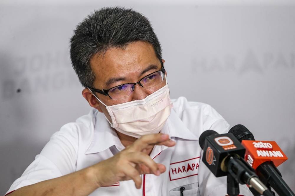 Liew Chin Tong speaks during a press conference in Johor Baru March 9, 2022. — Picture by Hari Anggara