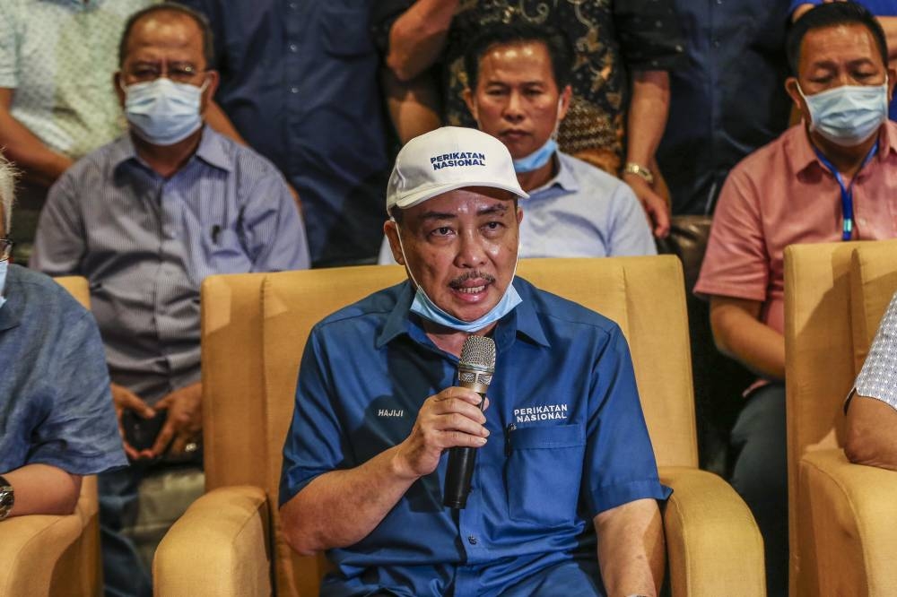 Datuk Seri Hajiji Noor speaks during press conference at Hotel Magellan in Kota Kinabalu September 26, 2020. — Picture by Firdaus Latif