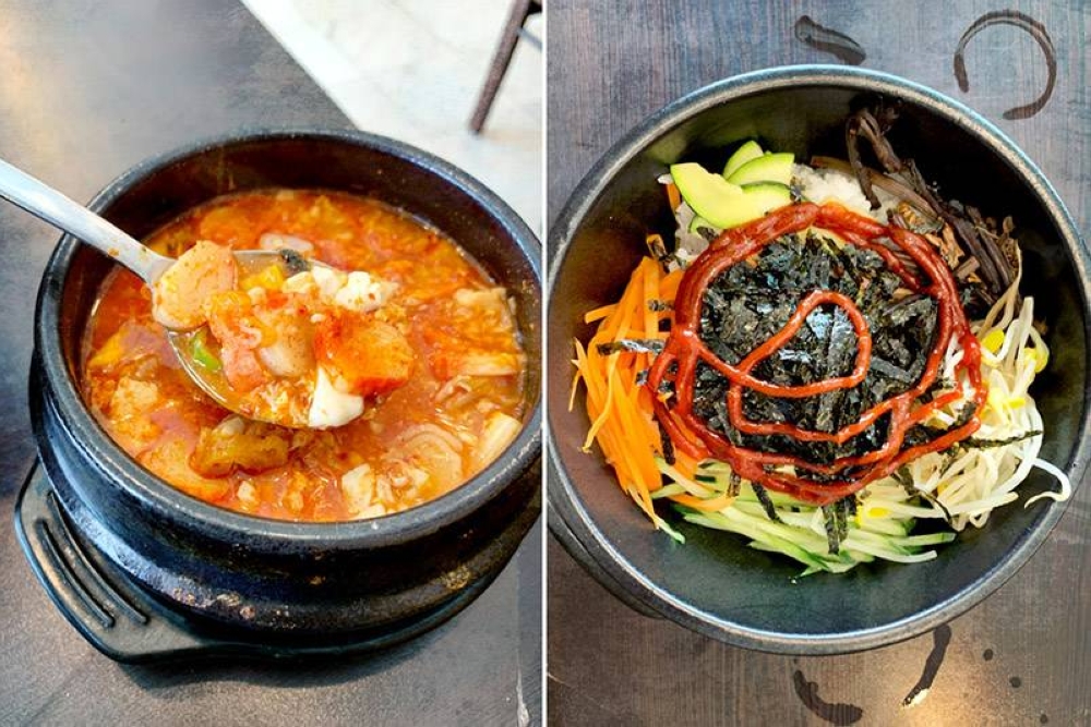 Every spoonful of the fiery red soft tofu stew begs to be eaten with some rice from the 'Bibimbap.'