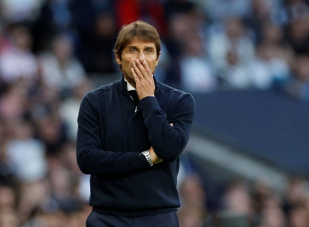 Tottenham Hotspur manager Antonio Conte during the match against Leicester City at the Tottenham Hotspur Stadium, London September 17, 2022. — Reuters pic