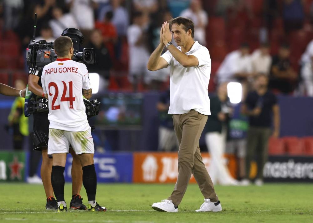 Sevilla coach Julen Lopetegui reacts after the match against Borussia Dortmund at the Ramon Sanchez Pizjuan, Seville October 5, 2022. — Reuters pic 