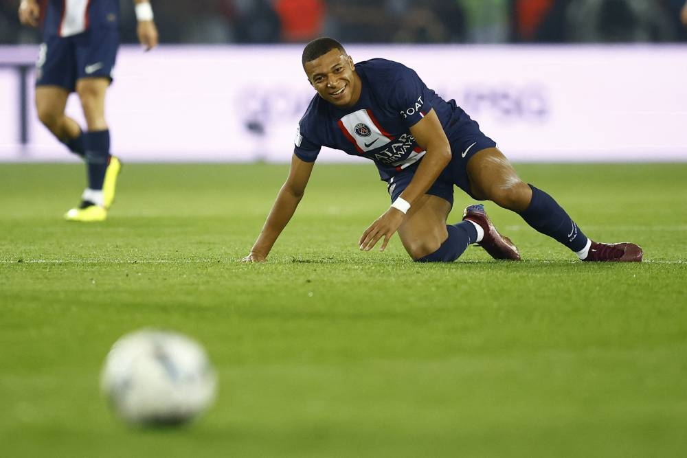 Paris St Germain's Kylian Mbappe reacts during the match against Olympique de Marseille at the Parc des Princes, Paris October 16, 2022. — Reuters pic