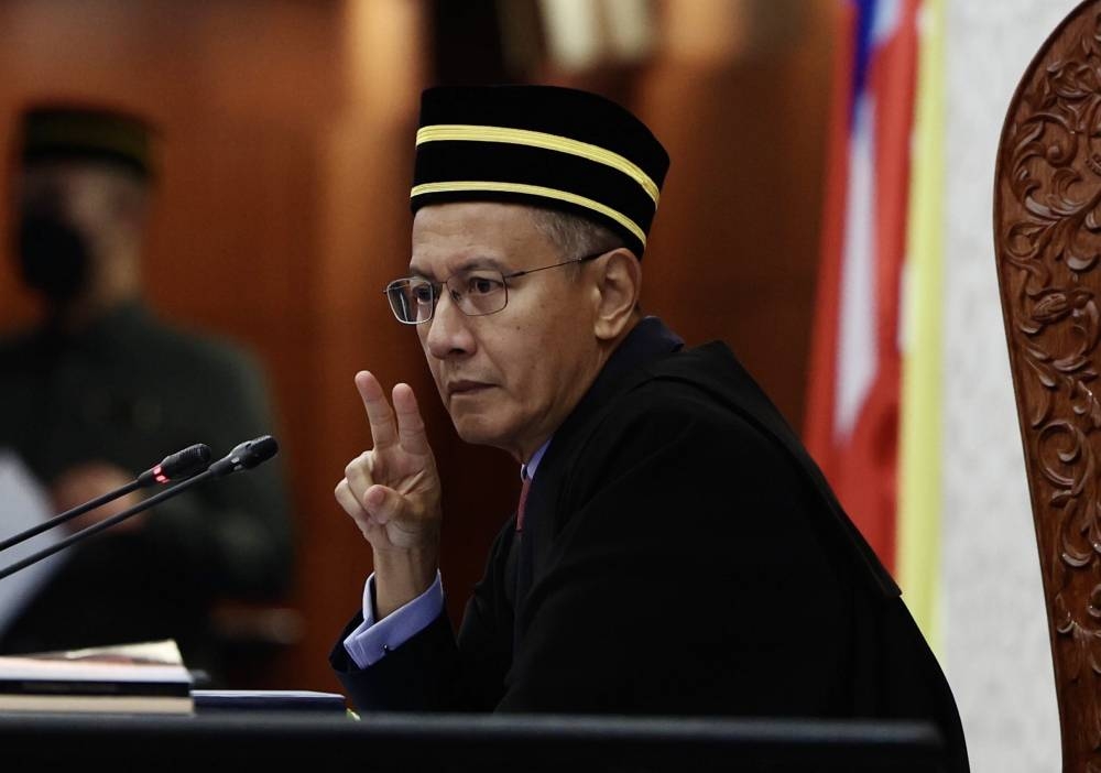 Dewan Rakyat Speaker Tan Sri Azhar Azizan Harun is pictured during a Parliament sitting October 3, 2022. — Bernama pic