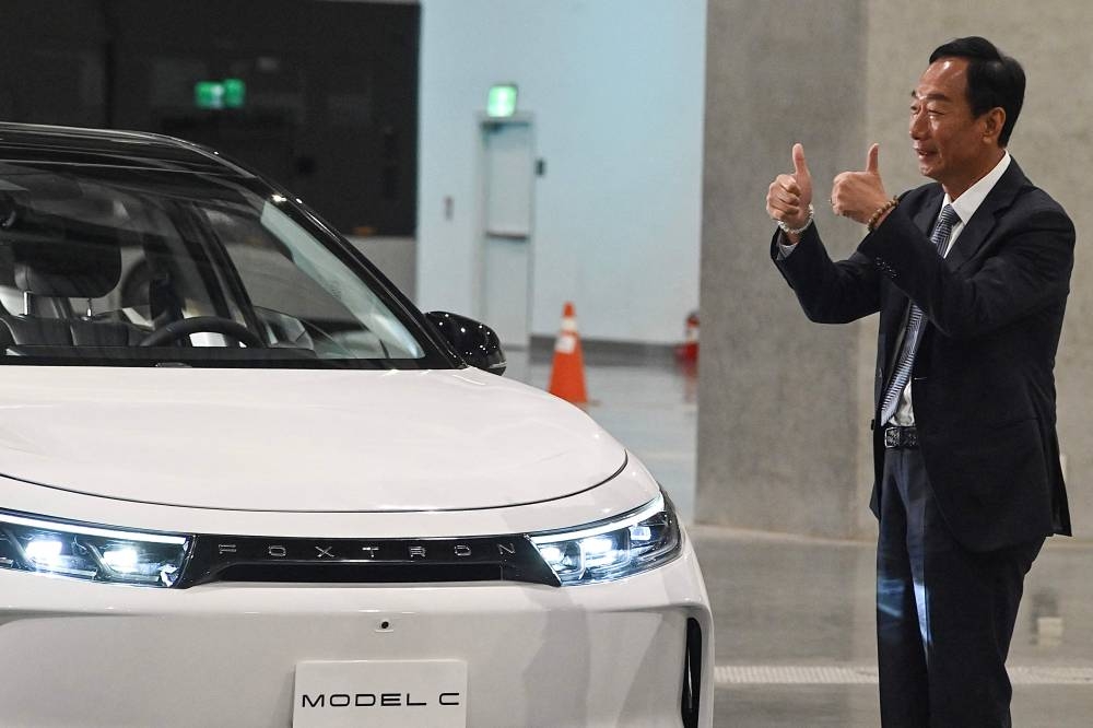 Foxconn founder Terry Gou gestures during the annual Hon Hai Tech Day (HHTD) at Nangang Exhibition Hall in Taipei on October 18, 2022. — AFP pic