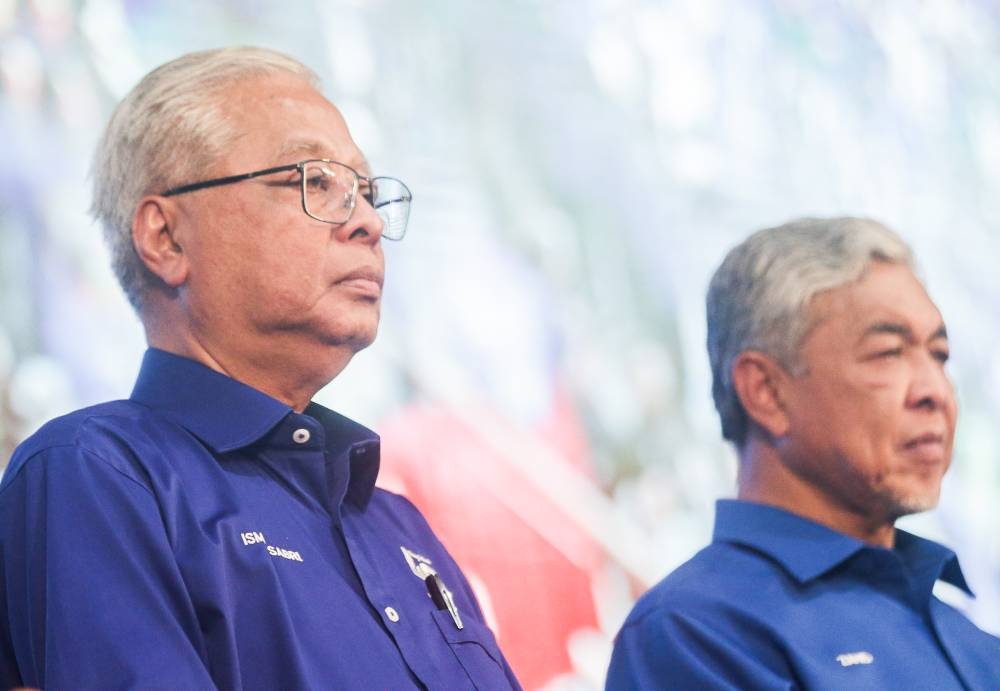 Last week, Datuk Seri Ahmad Zahid said Umno will maintain its stand to name Datuk Seri Ismail Sabri Yaakob as its candidate for prime minister if BN wins the GE15. — Picture by Farhan Najib 