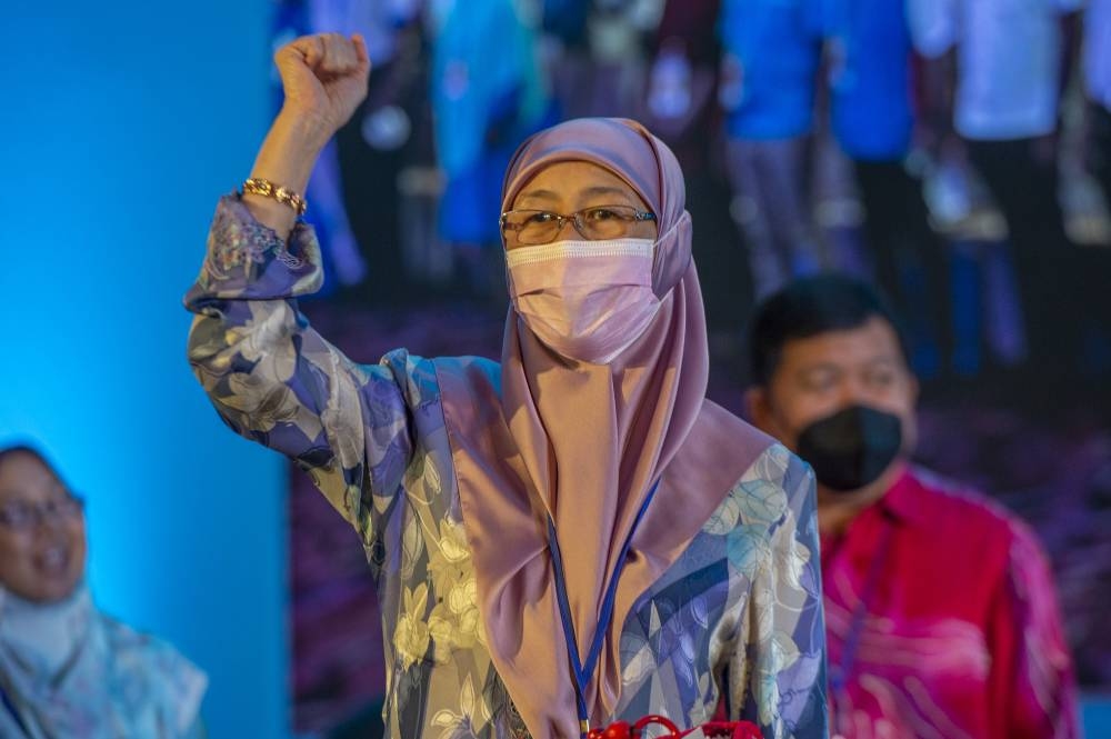 PKR advisory council chairman Datuk Seri Dr Wan Azizah Wan Ismail is seen during the 16th PKR congress at IDCC in Shah Alam July 16, 2022. — Picture by Shafwan Zaidon