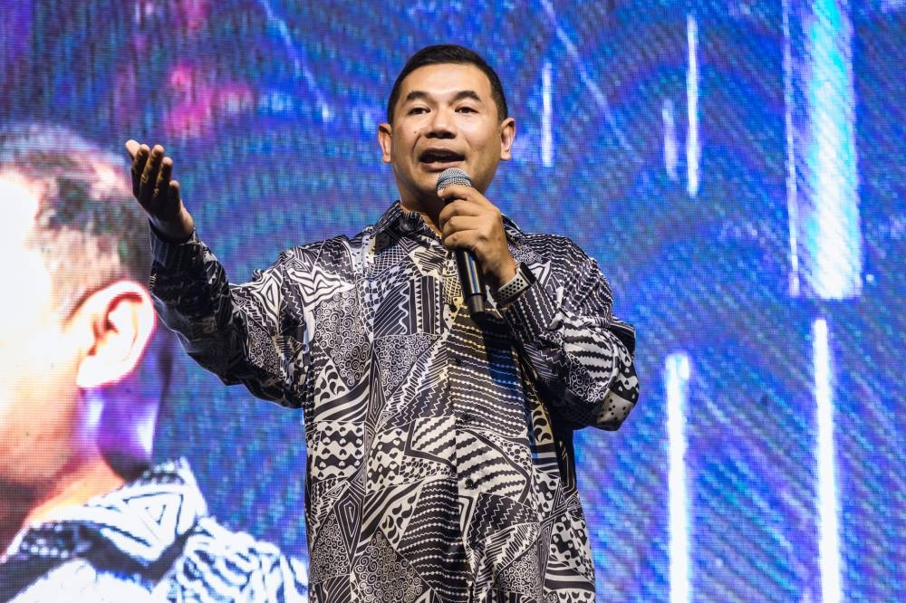 PKR deputy president Rafizi Ramli speaks during a rally to announce the party's candidates ahead of the 15th general election at Padang MPAJ Taman Kosas in Ampang October 28, 2022. — Picture by Firdaus Latif