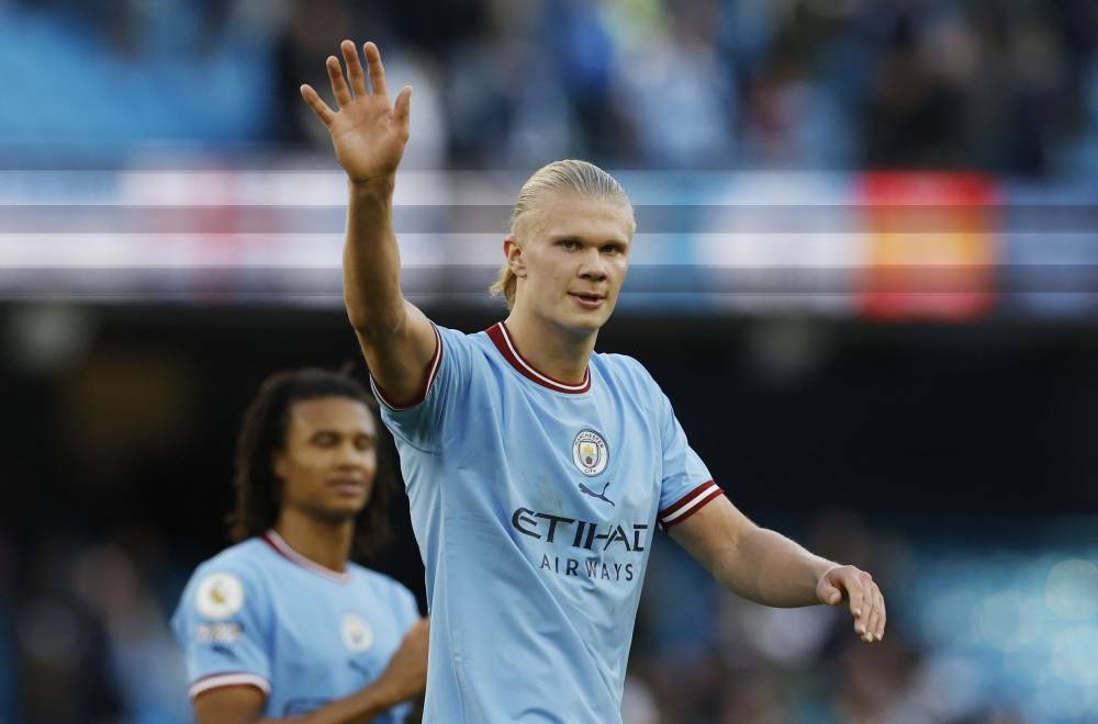 Manchester City's Erling Braut Haaland celebrates after the match against Southampton at the Etihad Stadium, Manchester October 8, 2022. — Reuters pic