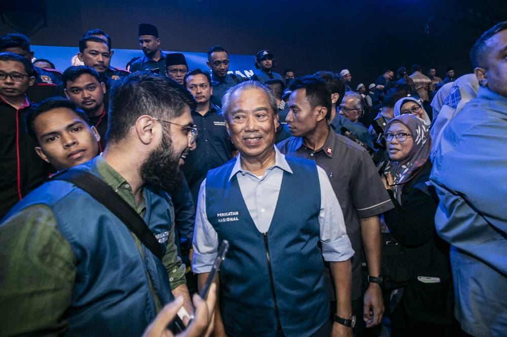 Bersatu president Tan Sri Muhyiddin Yassin attends the announcement of Perikatan's GE15 candidates at the Malaysia International Trade and Exhibition Centre October 31, 2022. — Picture by Hari Anggara