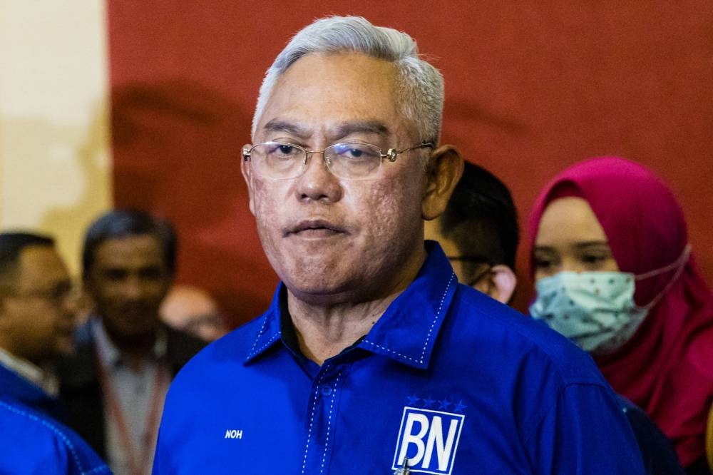 Tan Sri Noh Omar attends the announcement of Barisan Nasional’s 15th general election candidates at World Trade Centre in Kuala Lumpur on November 1, 2022. — Picture by Firdaus Latif