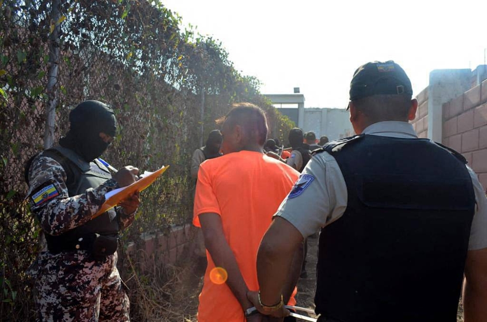 This handout picture released by Ecuador’s National Police shows security forces during an operative at Guayas 1 prison after an attempted riot in Guayaquil, Ecuador, on November 3, 2022. — AFP pic