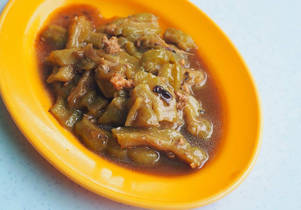 You get homestyle dishes like this braised bitter gourd to pair with your meats.