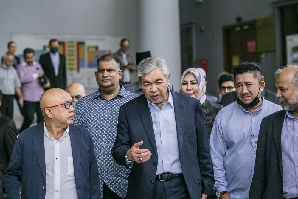 File picture shows Datuk Seri Ahmad Zahid Hamidi leaving the Kuala Lumpur High Court, October 31, 2022. — Picture by Hari Anggara