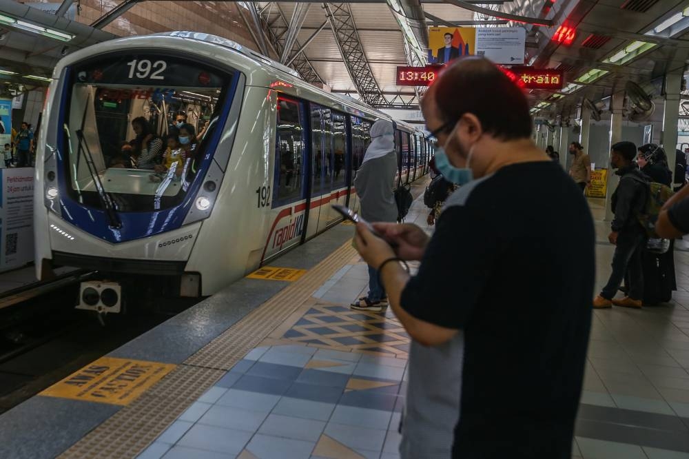 Rapid Rail Sdn Bhd (RapidKL) said in a statement the number 59 train was removed from service at approximately 8.19am after the operations control centre (OCC) detected a problem with the tachometer, which was in the process of being replaced and improved. — Picture by Hari Anggara