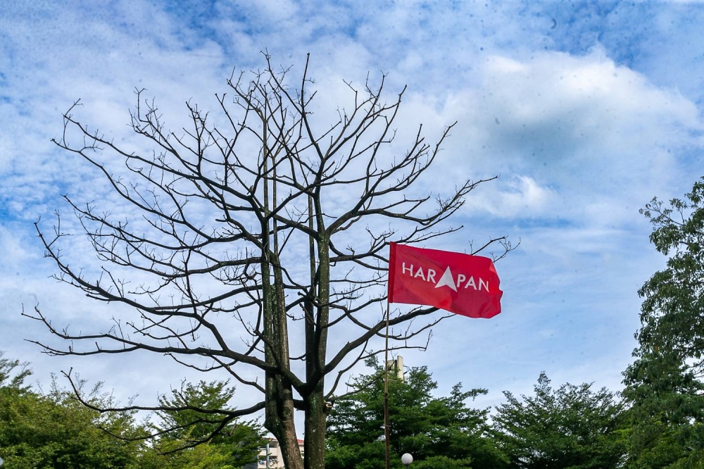 A Pakatan Harapan flag is seen at Bazaria Pantai, Kampung Kerinci on November 15, 2022. — Picture by Raymond Manuel