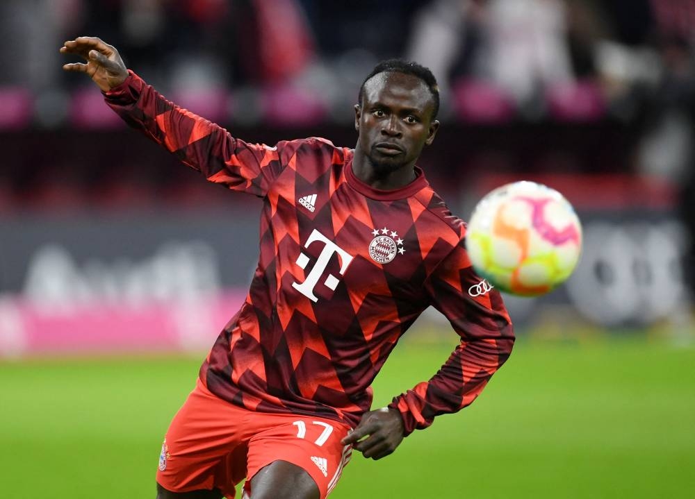  Bayern Munich's Sadio Mane during warm up before the match against Werder Bremen at the Allianz Arena, Munich November 8, 2022. — Reuters pic 