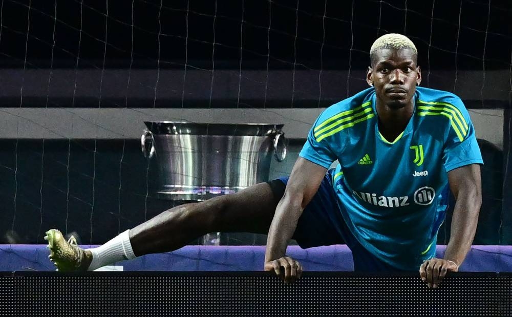 Juventus' French player Paul Pogba stretches with teammates at Allegiant Stadium in Las Vegas, Nevada July 22, 2022. — Reuters pic