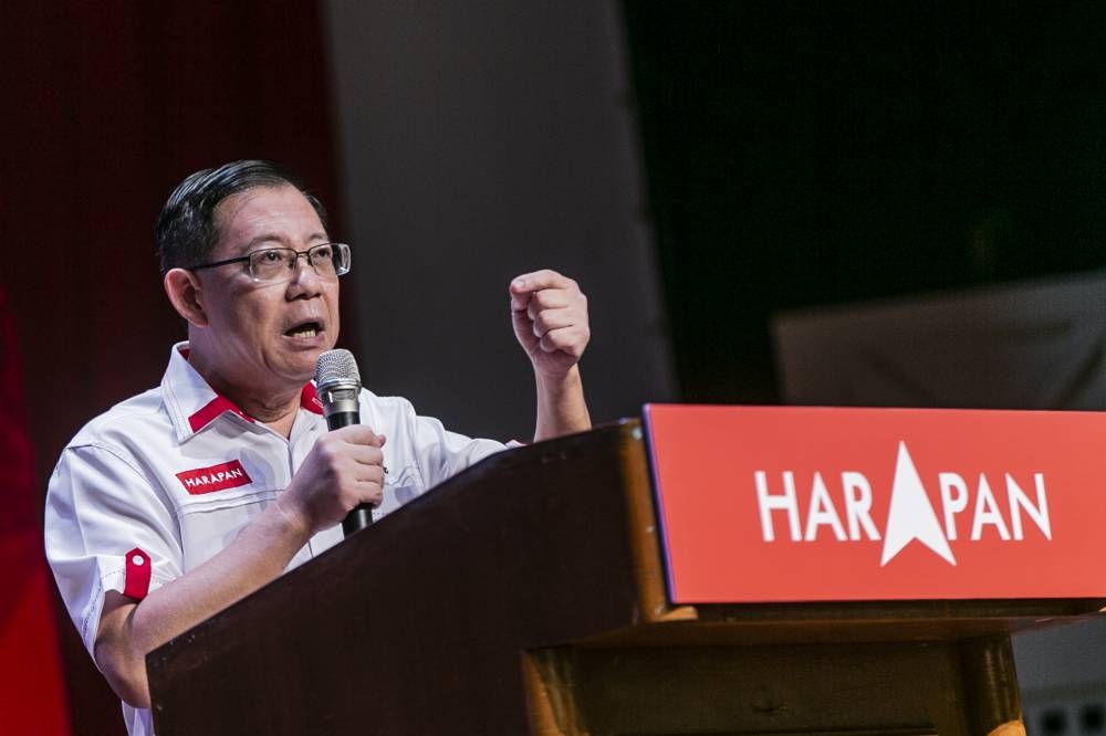 Lim said that that the elections tomorrow will therefore see the contest between PN and Barisan BN ‘weaponising fear by using hate speech and the hope of a better future inspired by Pakatan Harapan.’ — Picture by Hari Anggara