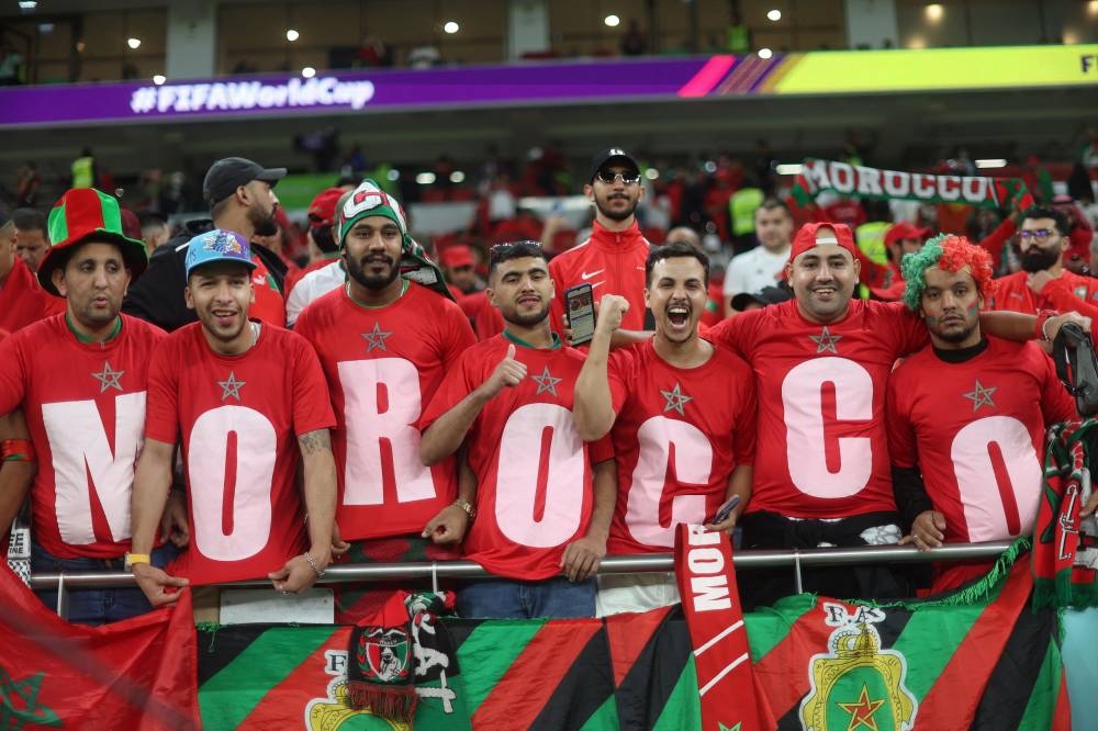 Morocco fans inside the stadium before the match between Morocco and Portugal at the Al Thumama Stadium in Doha, Qatar, December 10, 2022. — Reuters pic