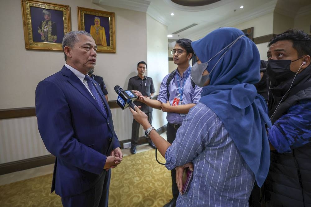 Deputy Prime Minister Datuk Seri Fadillah Yusof speaks to reporters in Putrajaya December 5, 2022. — Bernama pic