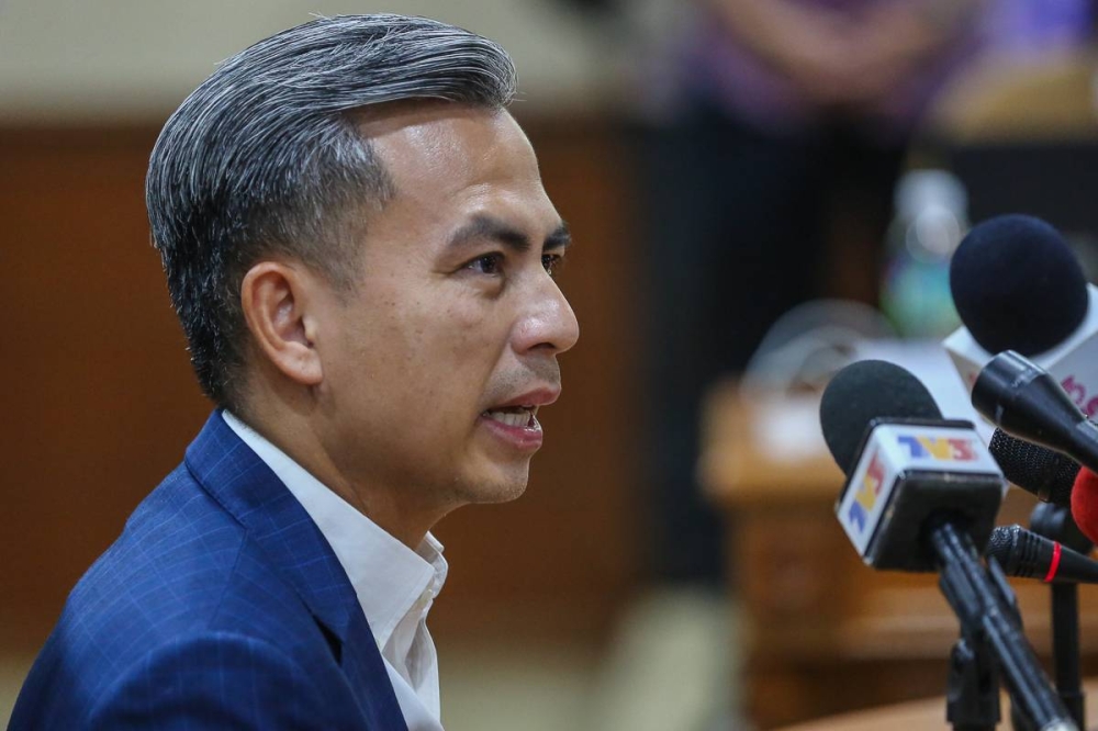 File picture shows Communications and Digital Minister Fahmi Fadzil speaking during a news conference during his visits at Malaysian Broadcasting Department (RTM) in Kuala Lumpur December 8, 2022. — Picture by Yusof Mat Isa