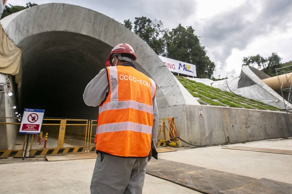 A general view at the ground-breaking ceremony for the Genting ECRL Tunnel project at Bukit Tinggi, Bentong June 23, 2022. — Picture by Hari Anggara