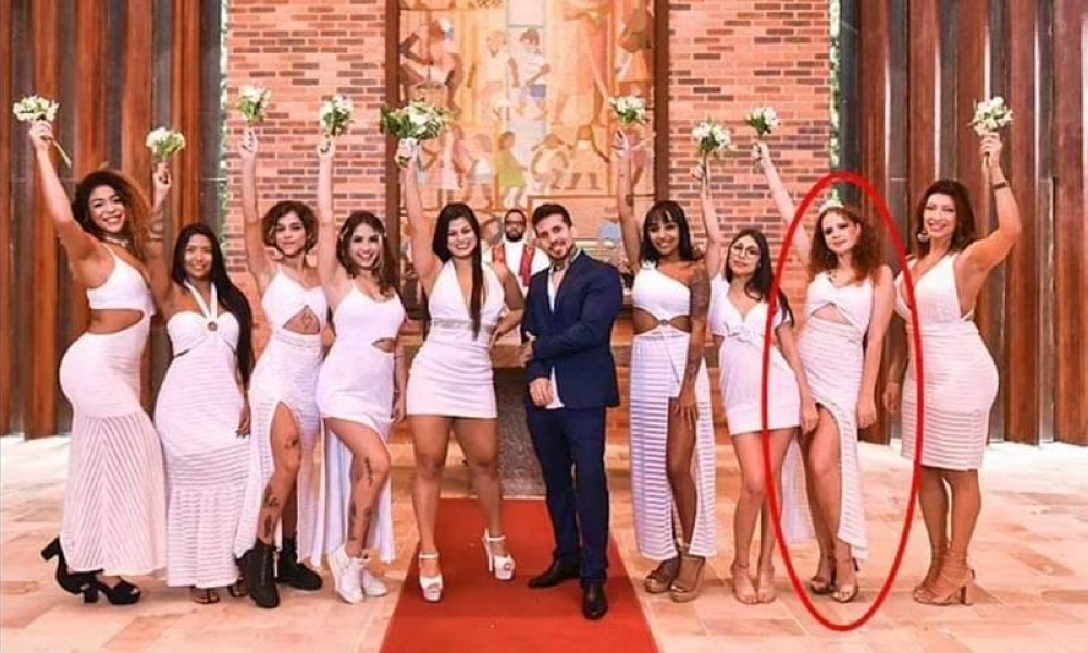 Brazilian bigamist Arthur O Urso went on to look for two more wives after one of his nine wives Agatha (circled in red) wanted to end their marriage as the idea of polygamy was not as appealing as she once thought. ― Picture via Facebook/ Charles Awuzie