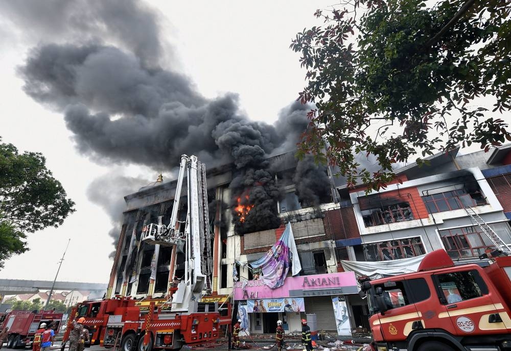 The five-storey Wisma Jakel building was destroyed in the fire, which was believed to have started at about 7am. — Bernama pic