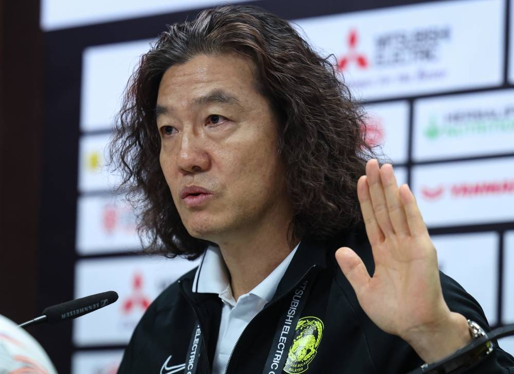 Malaysia football team head coach Kim Pan Gon speaks during a press conference at the Bukit Jalil Stadium in Kuala Lumpur January 2, 2023. — Bernama pic