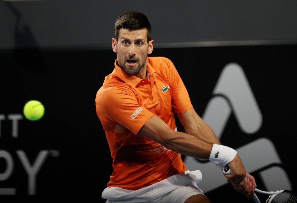 Serbia’s Novak Djokovic in action during his semi-final match against Russia’s Daniil Medvedev during the Adelaide International at the Memorial Drive Tennis Club in Adelaide, Australia, January 7, 2023. — Reuters pic