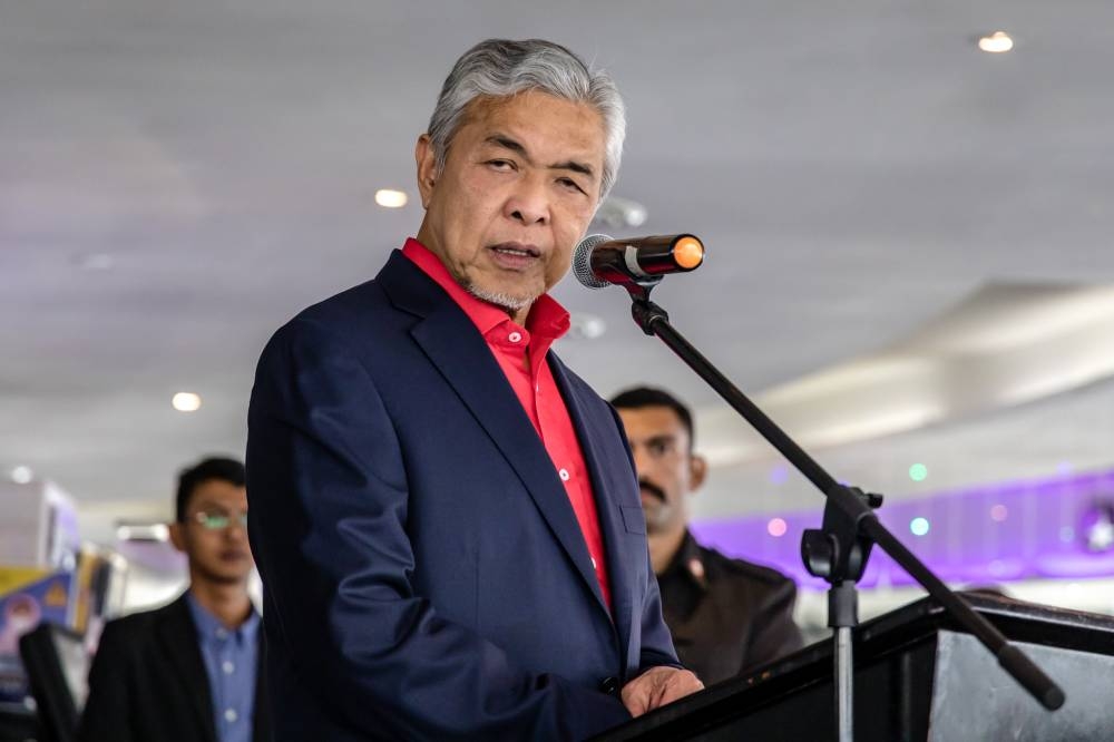 Deputy Prime Minister Datuk Seri Ahmad Zahid Hamidi addresses members of the media at Manara Kuala Lumpur January 10, 2023. — Picture by Firdaus Latif