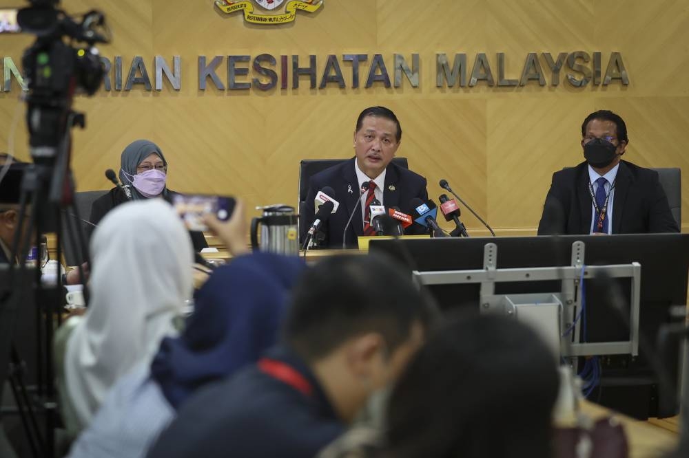 Tan Sri Dr Noor Hisham Abdullah speaks during a press conference at the Ministry of Health, Putrajaya January 10, 2023. — Bernama pic