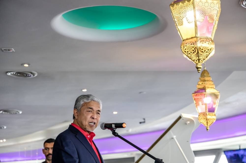 Deputy Prime Minister Datuk Seri Ahmad Zahid Hamidi addresses members of the media at Manara Kuala Lumpur January 10, 2023. — Picture by Firdaus Latif