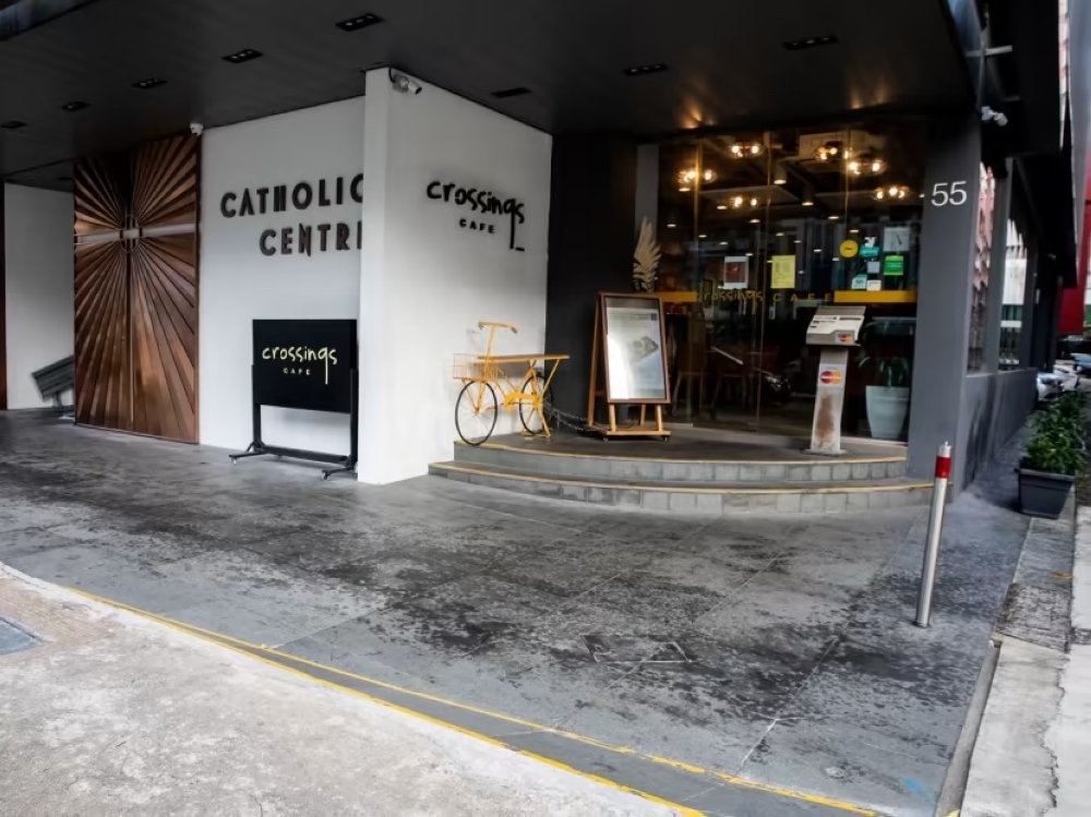 A view of the entrance to Catholic Centre where Crossings Cafe is located. — TODAY pic