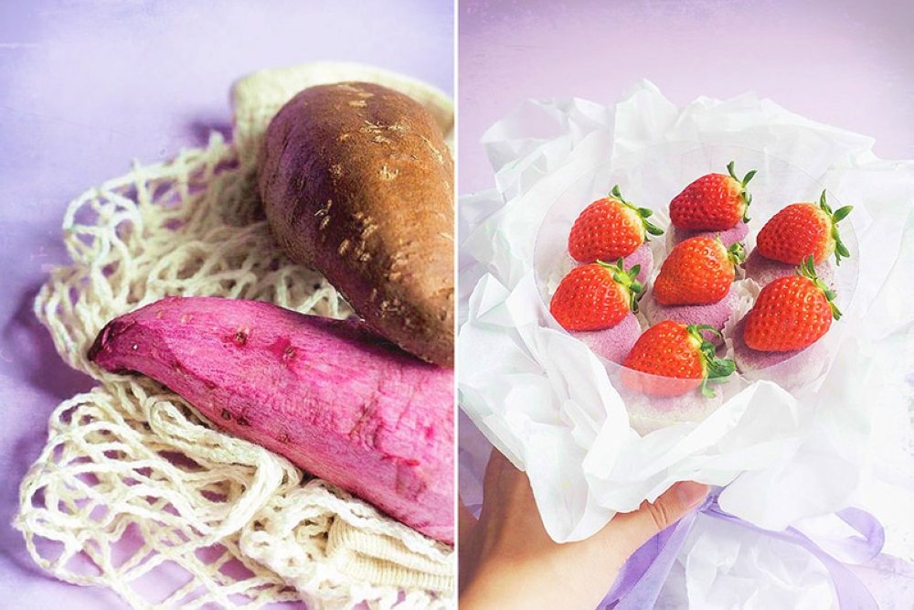 The mildly sweet purple taro complements the fresher sweetness of the strawberry. — Pictures courtesy of Mimi Daifuku