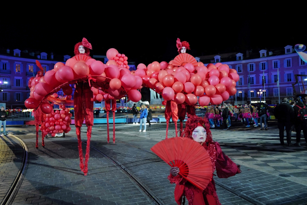 Dancers perform as they parade during the 150th edition of the Nice Carnival on February 11, 2023. — AFP pic