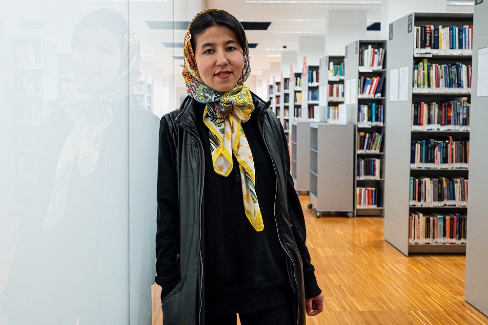 Afghan refugee and activist for women’s rights Fatima Haidari poses at Bocconi University in Milan, Italy. — AFP pic