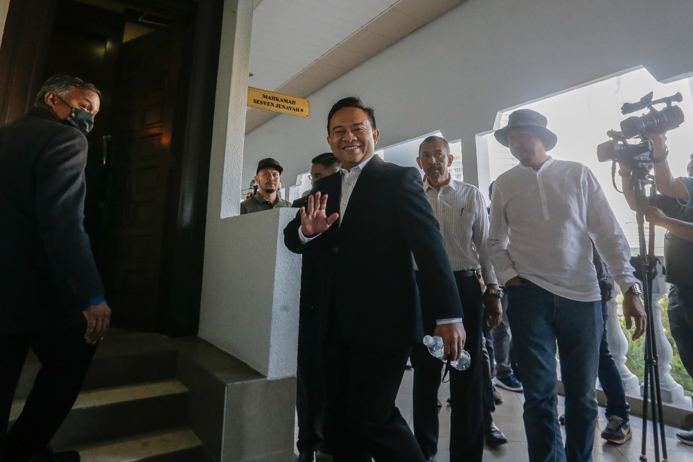 Bersatu information chief Datuk Wan Saiful Wan Jan arrives at the Criminal Session Court at the Duta Court Complex in Kuala Lumpur February 21, 2023. — Picture by Sayuti Zainudin