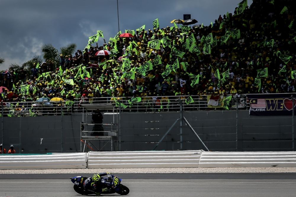 File picture of Movistar Yamaha MotoGP, Valentino Rossi, in action during the Malaysian MotoGP at Sepang International Circuit November 4, 2018. — Picture by Hari Anggara