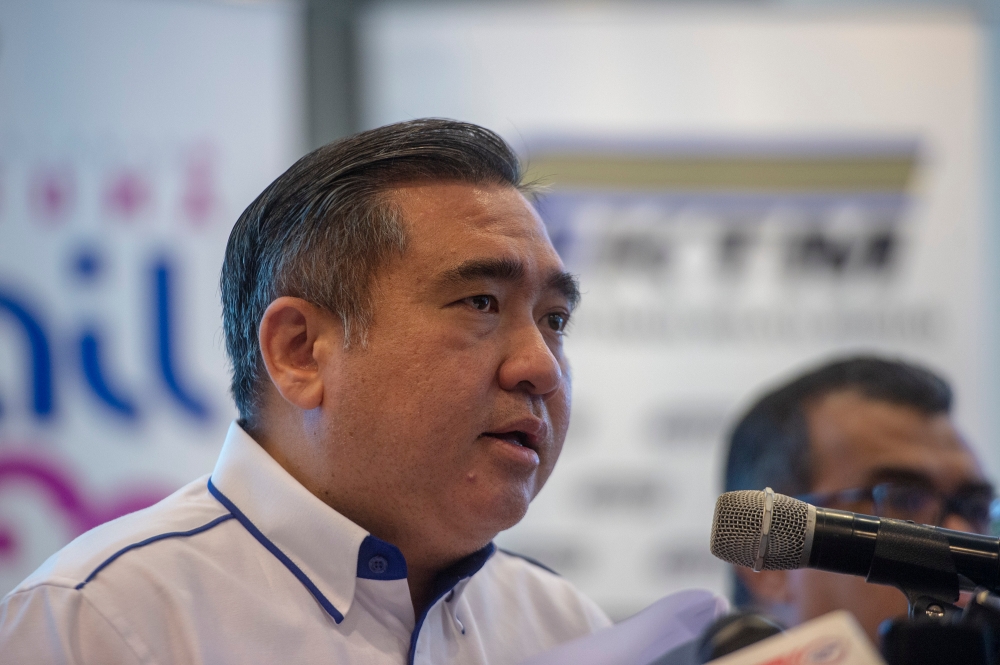  Transport Minister Anthony Loke  said the ministry’s investigation showed that the damages to three viaduct structures and the pier were caused by 'ground movement' believed to be from works from the construction of a 44-storey hotel, next to the station. — Picture by Shafwan Zaidon