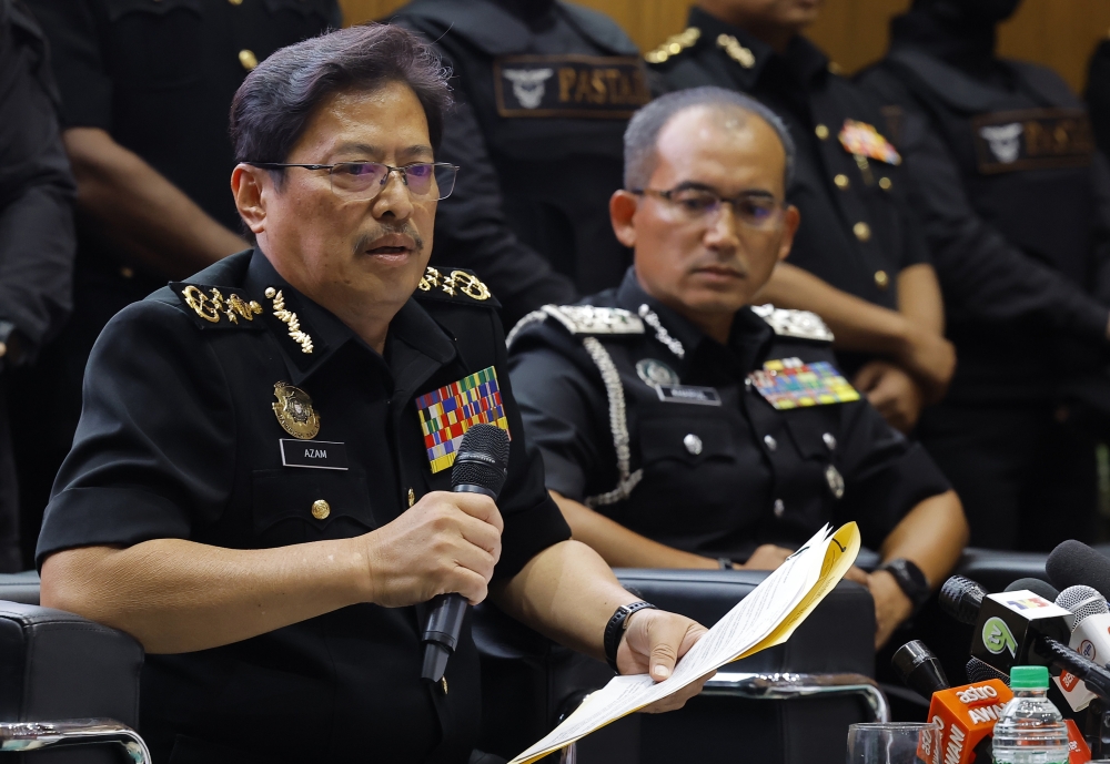 MACC chief commissioner Tan Sri Azam Baki speaks to the media at a press conference in Putrajaya February 23, 2023. — Bernama pic