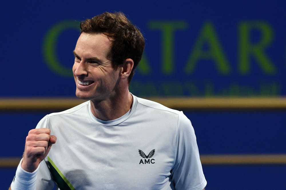 Britain's Andy Murray celebrates his victory against Germany's Alexander Zverev (not pictured) after a tennis match of the Qatar Open in Doha on February 22, 2023. — AFP pic