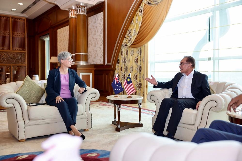 Australian Foreign Minister Senator Penny Wong and Prime Minister Datuk Seri Anwar Ibrahim are seen during their meeting in Putrajaya February 27, 2023. — Picture courtesy of Australian High Commission