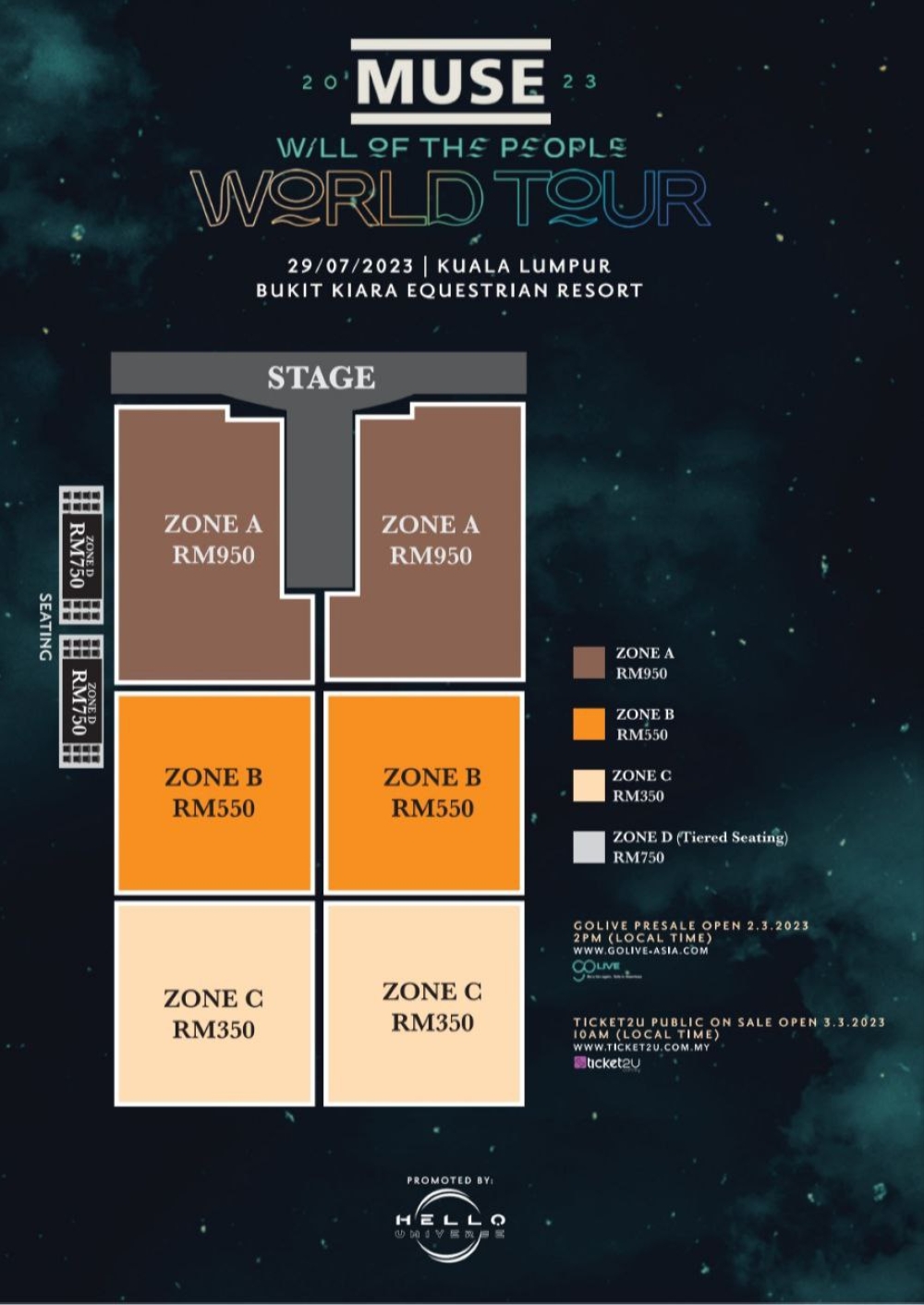Zone arrangement for the upcoming Muse 'Will of the People' tour this July 29. — Picture courtesy of Hello Universe.