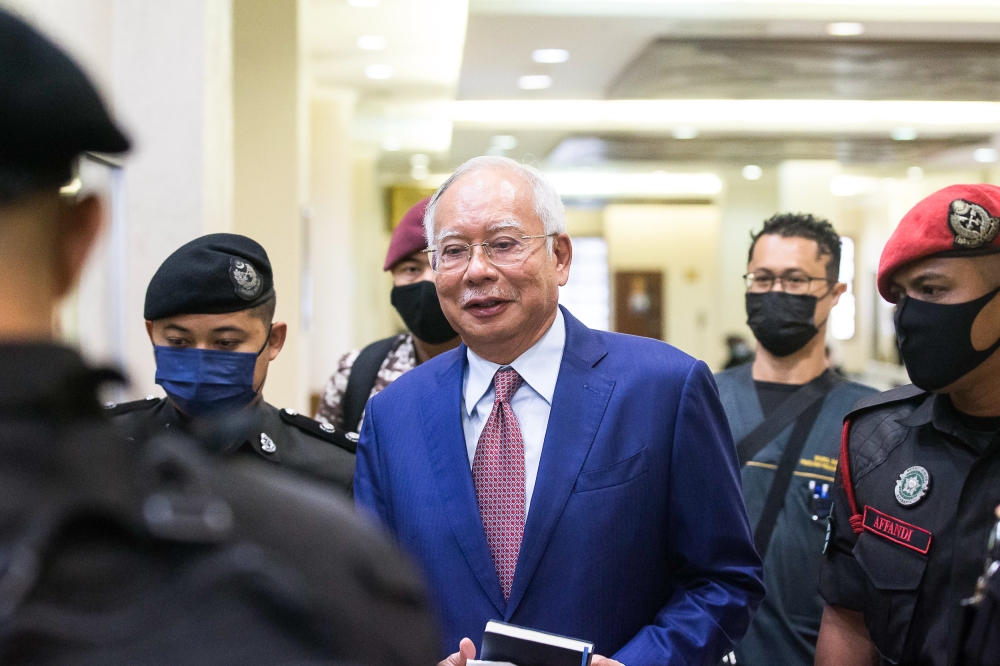 The High Court on Friday acquitted former prime minister Datuk Seri Najib Razak from his trial over the removal of key information from the auditor-general’s 2016 report on 1Malaysia Development Berhad (1MDB). ― Picture by Sayuti Zainudin