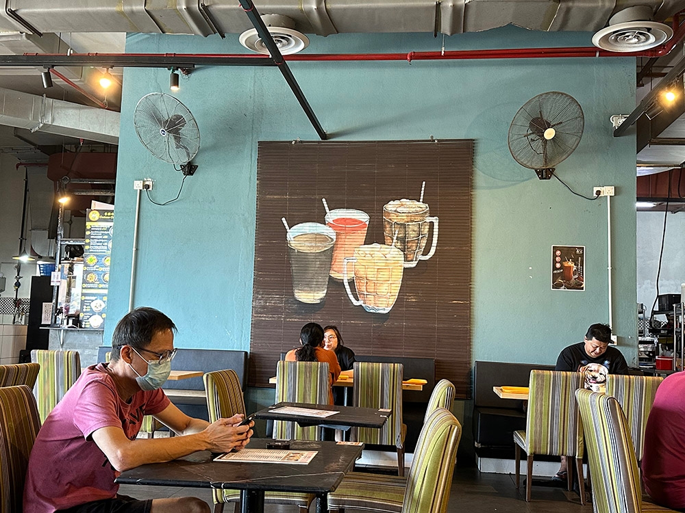 The food court is a pleasant place to dine inside the mall.