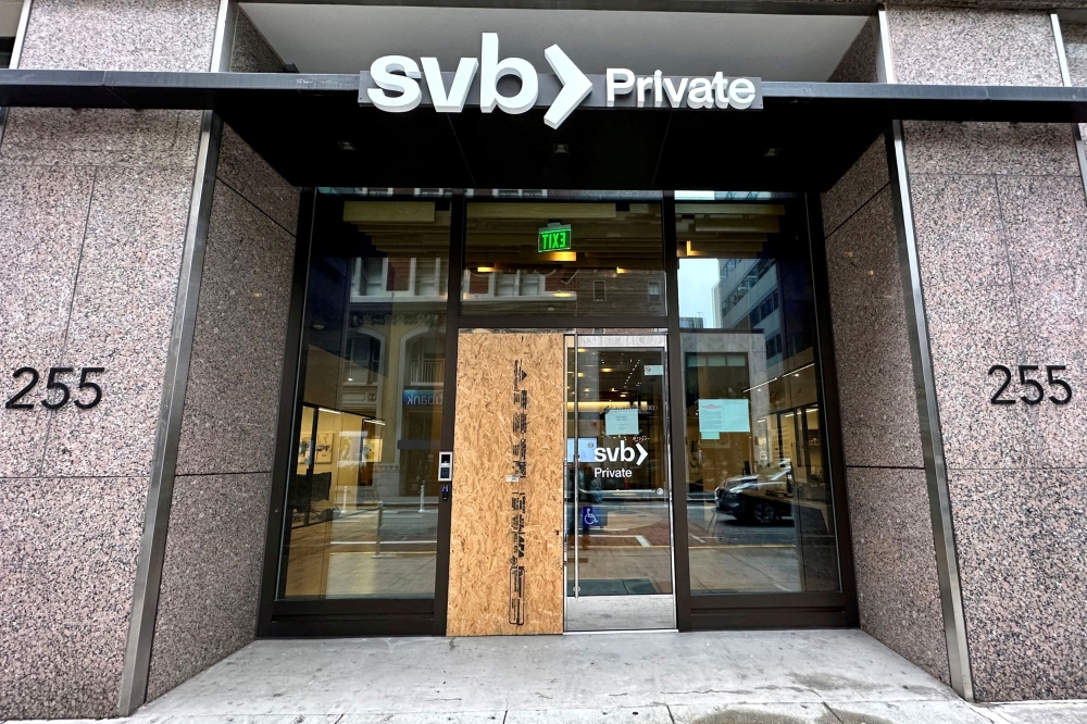 A notice hangs on the door of Silicon Valley Bank (SVB) located in San Francisco, California March 10, 2023. — Reuters pic