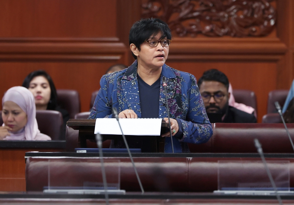 Minister in the Prime Minister’s Department (Law and Institutional Reform) Datuk Seri Azalina Othman Said speaks during a Parliament sitting in Kuala Lumpur April 6, 2023. — Bernama pic