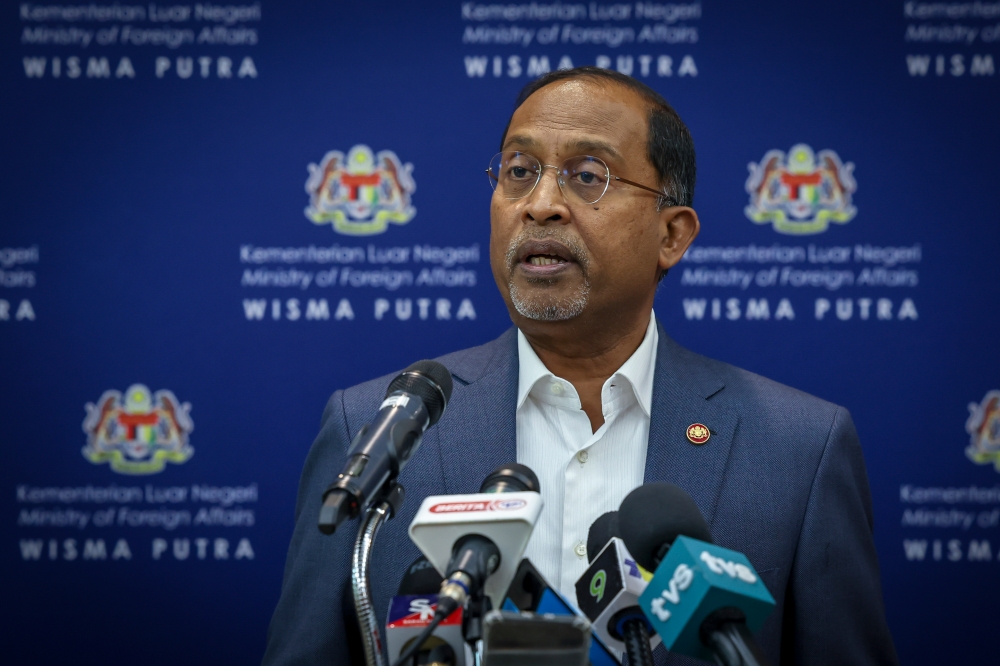 Foreign Minister Datuk Seri Zambry Abdul Kadir speaks during a press conference at Wisma Putra in Putrajaya April 19, 2023. — Bernama pic